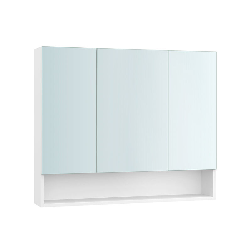 Wide Bathroom Mirror with Storage Cloud White