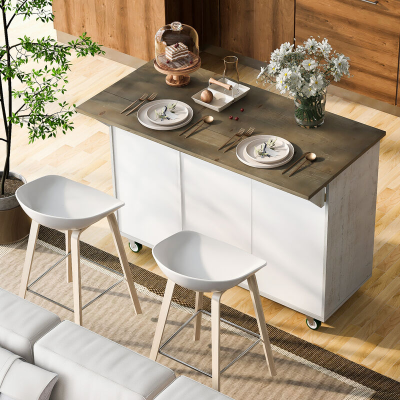 Streamdale Farmhouse Kitchen Island on Wheels with Storage Rack