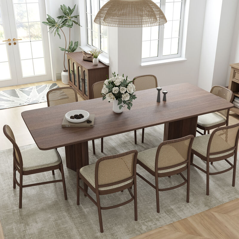 Brix 79V-Shaped Leg Square Wooden Dining Table in Walnut Color