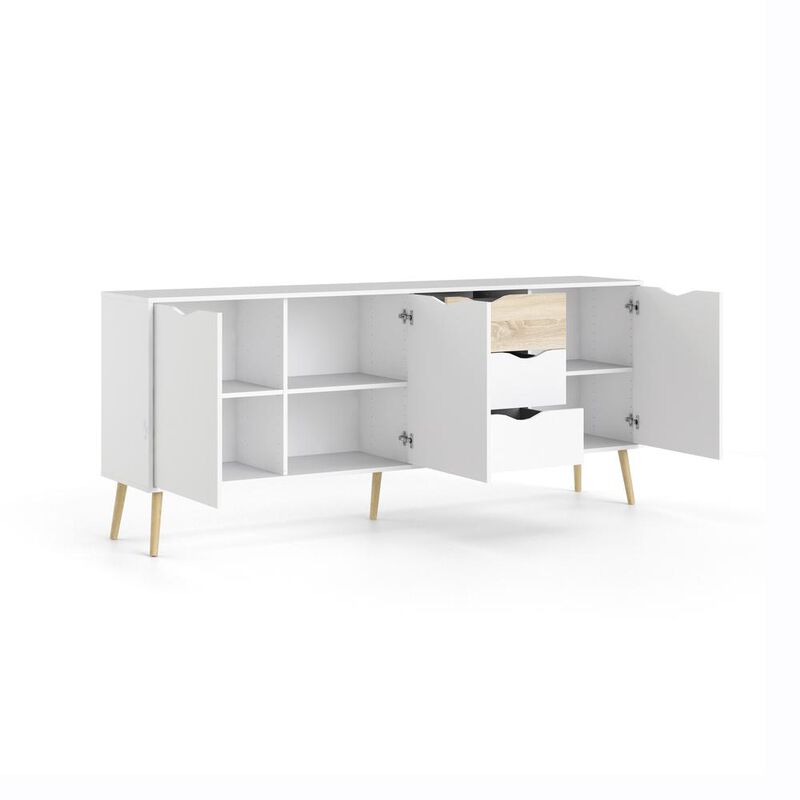 Tvilum Diana Sideboard with 3 Doors and 3 Drawers, White/Oak Structure