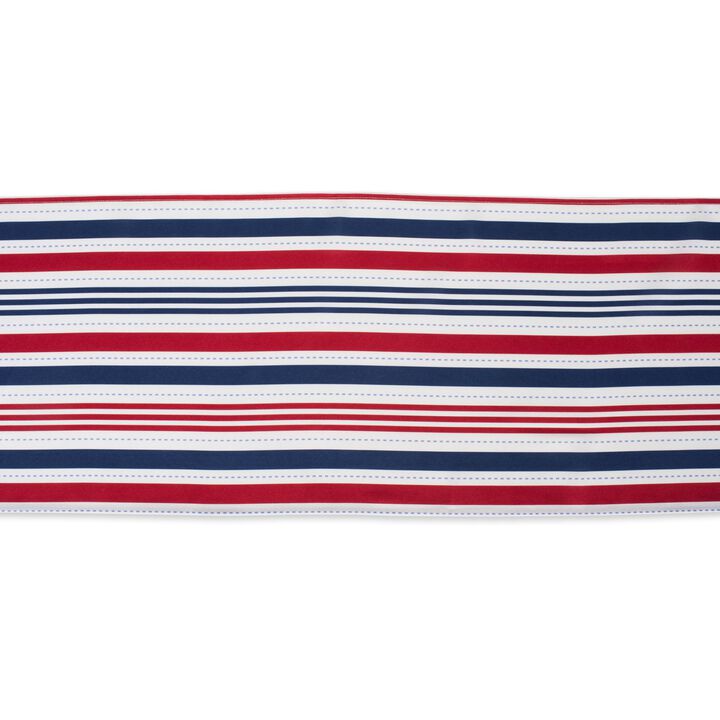 108" Red and Blue Patriotic Striped Rectangular Outdoor Table Runner