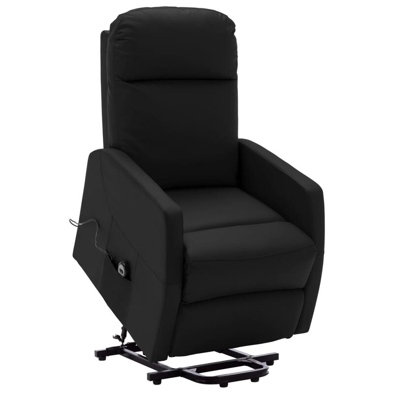 Power Lift Massage Recliner Black Faux Leather