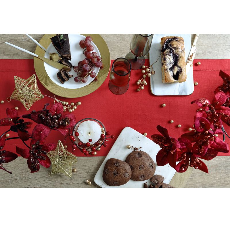 Solino Home 100% Pure Linen Table Runner | Classic Hemstitch for Thanksgiving, Christmas