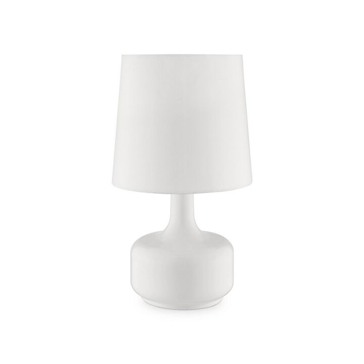 Table Lamp with Teardrop Metal Base and Fabric Shade, White-Benzara