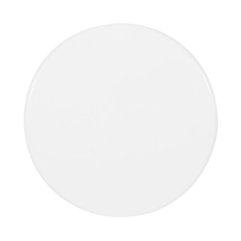 Suma Outdoor End Table, Round 15 Inch Top, Pedestal Base, White Iron - Benzara