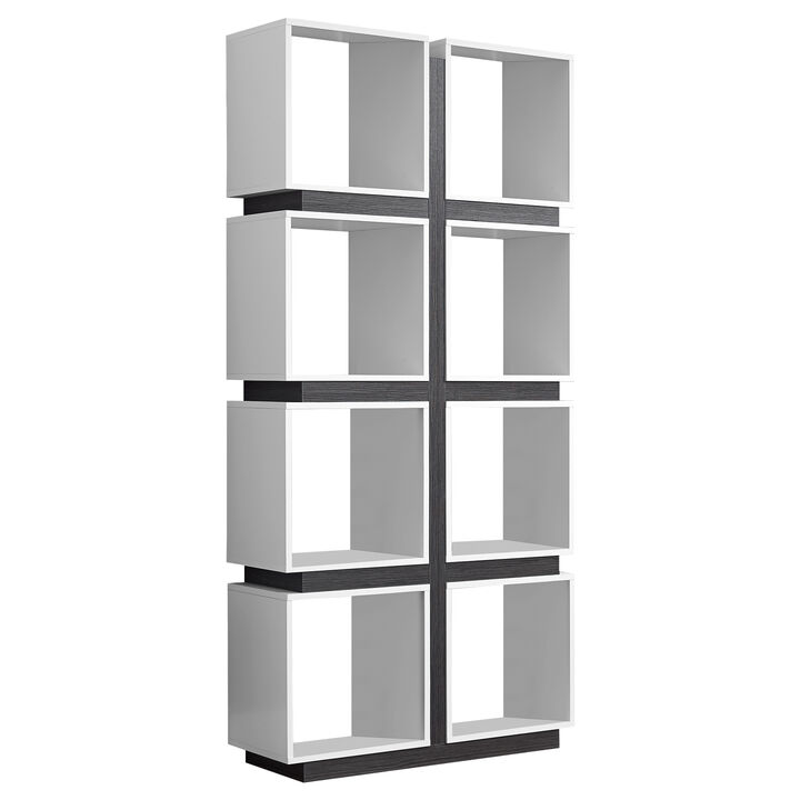 Monarch Specialties I 7076 Bookshelf, Bookcase, Etagere, 5 Tier, 71"H, Office, Bedroom, Laminate, White, Grey, Contemporary, Modern Monarch Specialties I 7076 Bookshelf, Bookcase, Etagere, 5 Tier, 71"H, Office, Bedroom, Laminate, White, Grey, Contemporary, Modern