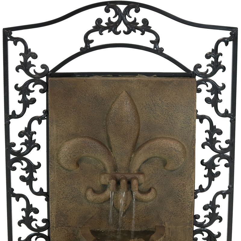Sunnydaze French Lily Polystone Outdoor Wall Fountain