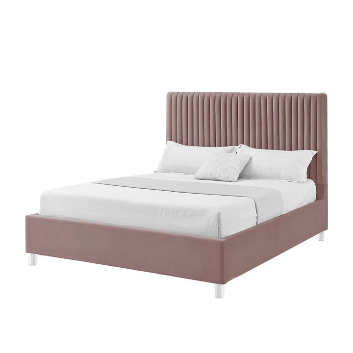 Inspired Home Jaylanie Velvet Platform Bed
