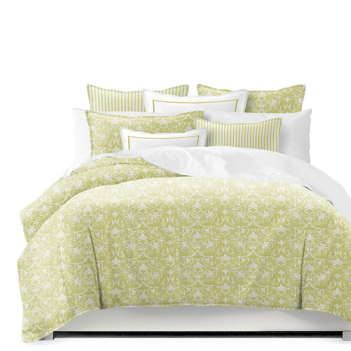 6ix Tailors Fine Linens Embroidery Lace Sulphur Yellow Comforter Set