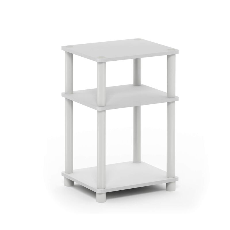 FurinnoFurinno Just 3-Tier Turn-N-Tube End Table / Side Table / Night Stand / Bedside Table with Plastic Poles, 1-Pack, White(Espresso)/White