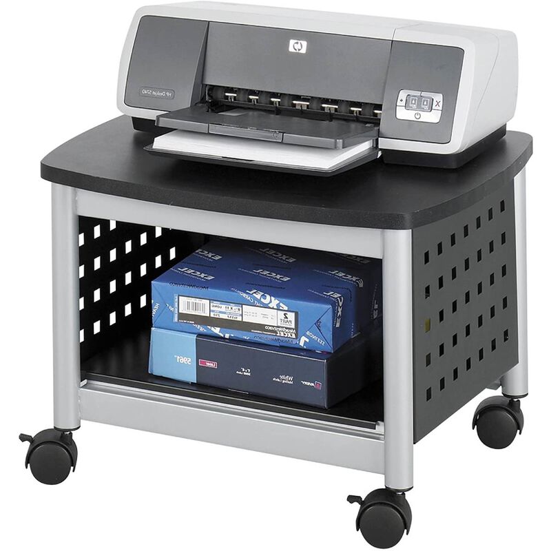 Hivvago Under-Desk Printer Stand Mobile Office Cart in Black and Silver