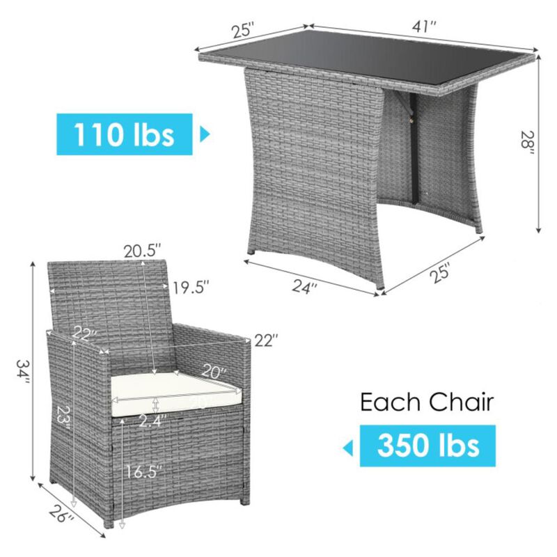 Hivvago 3 Pieces Patio Rattan Furniture Set with Cushioned Armrest Sofa