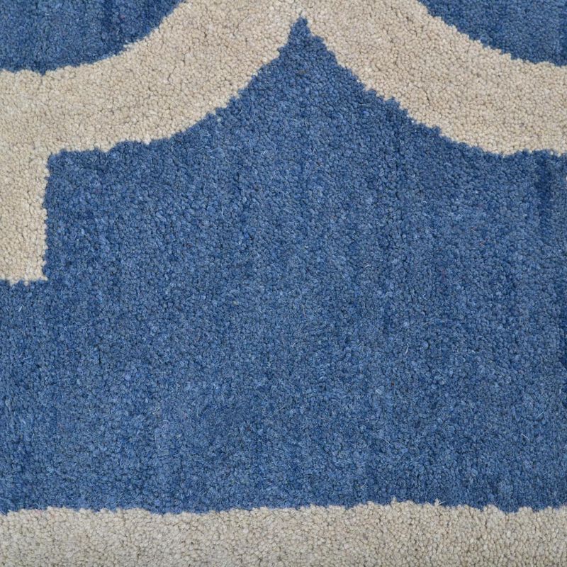 RUGSOTIC CARPETS HAND TUFTED WOOL ECO-FRIENDLY AREA RUGS - 5'x8', Rectangle Shape, Blue & Beige, Geometric Modern Design, High Pile Handmade Anti Skid Area Rugs for Living Room, Bed Room (K00231)