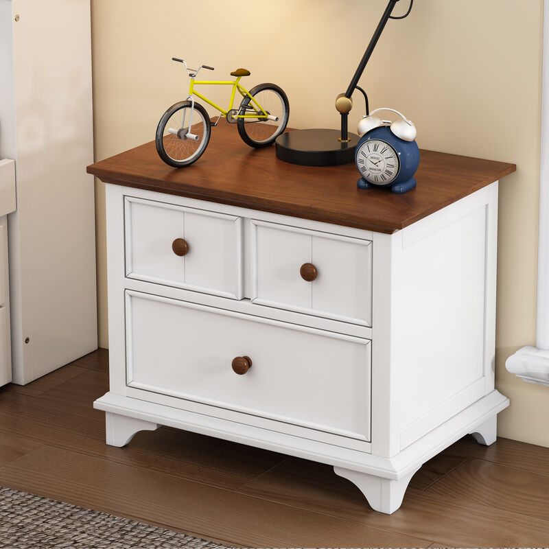 Merax Retro Wood Nightstand with 2 Drawers