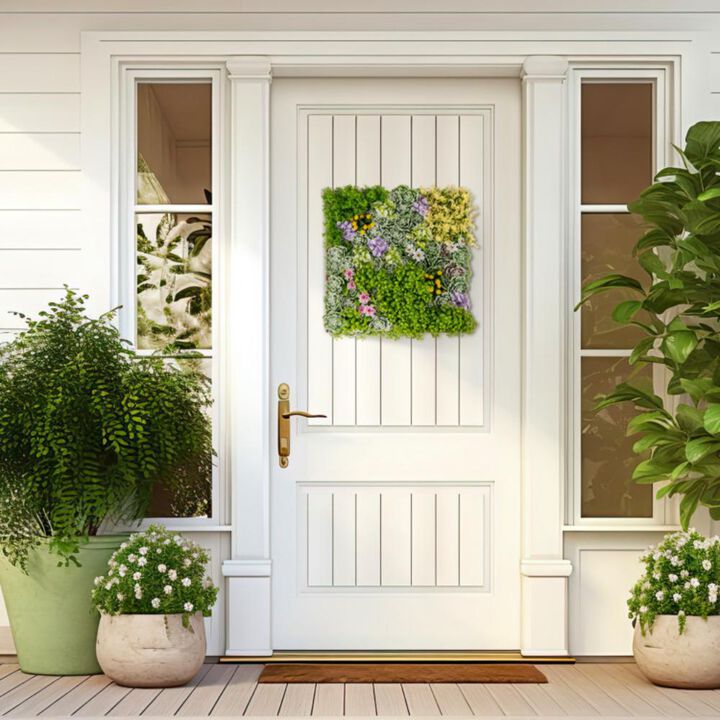 Hivvago 20" x 20" 3D Hanging Succulents with 10 Types of Mixed Faux Plants for Balcony Home