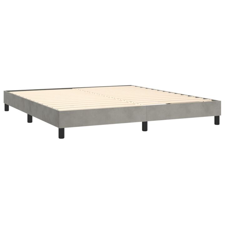 vidaXL Velvet Box Spring Bed Frame - California King Size, Light Gray, Durable Plywood and Engineered Wood Materials, Easy to Match, Meets California Proposition 65