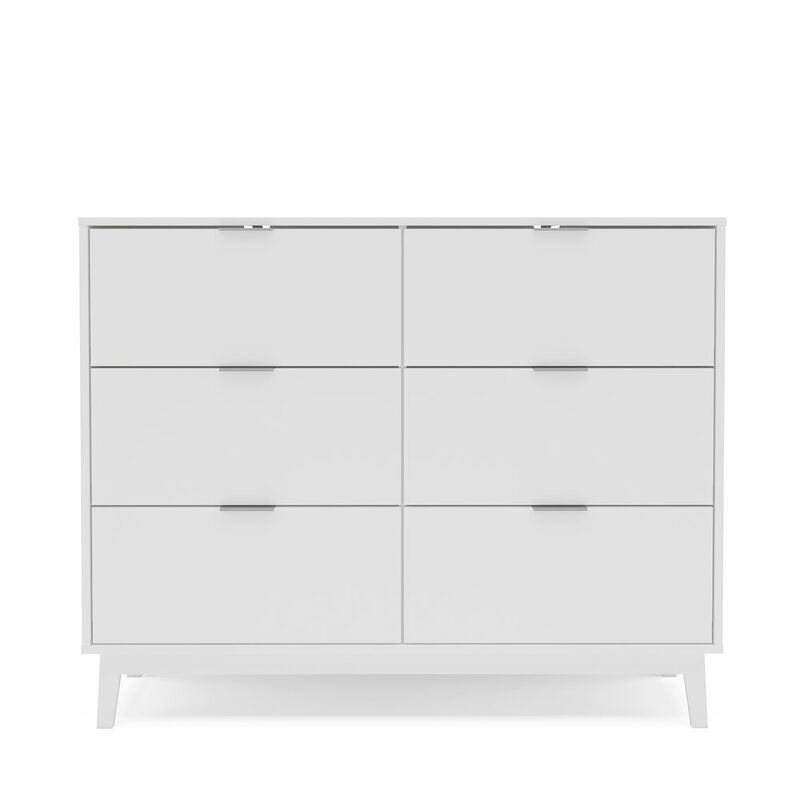 Polifurniture Victoria Modern 6 Drawer Double Dresser, White