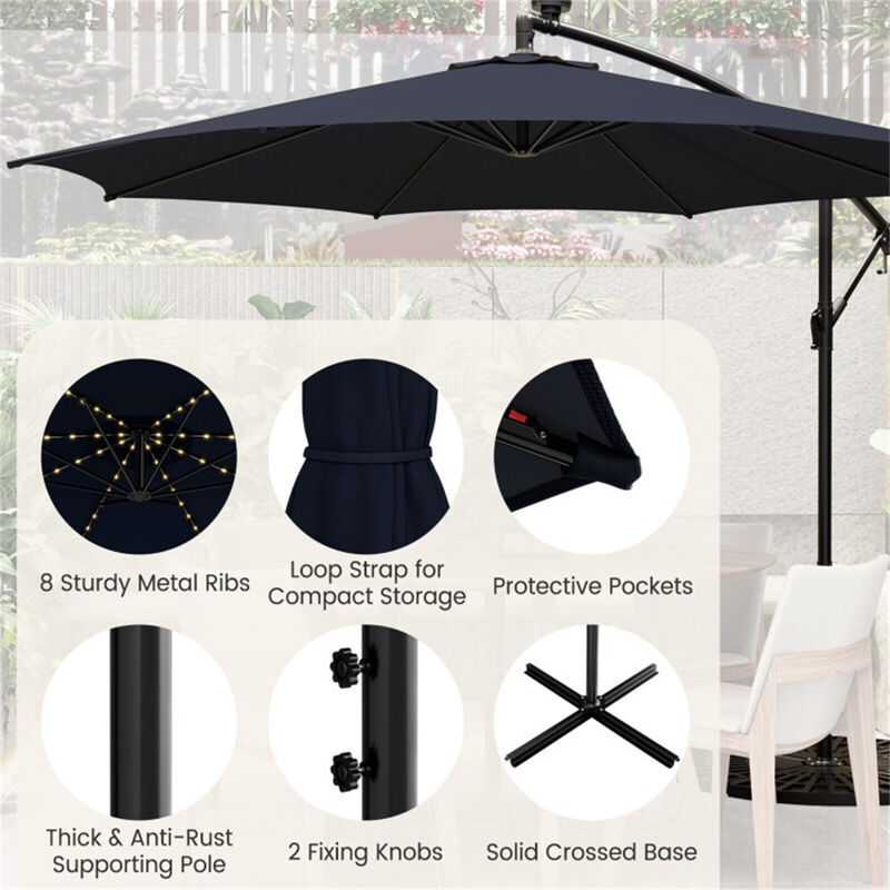 Solar-Powered LED Lighted Umbrella for Patio, Garden, and Backyard