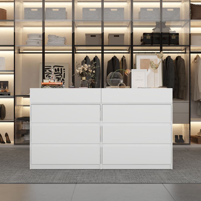 FUFU&GAGA 91.1" Modern Dresser and Vanity Combo with Spacious Storage Drawers, (91.1" W x 31.5" D x 35.8" H),White