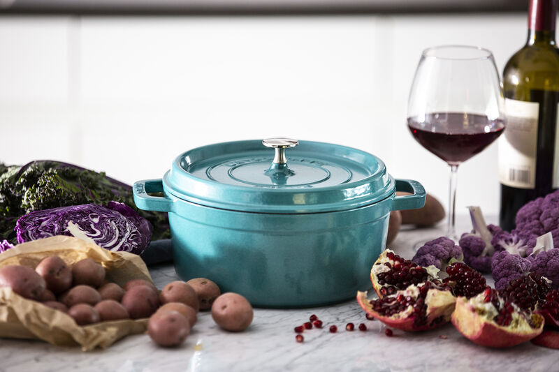 Staub Cast Iron Round Cocotte, Dutch Oven, 4-quart, serves 3-4, Made in France, White