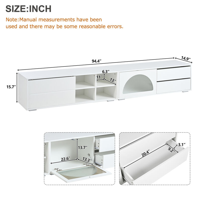 Merax Modern TV Stand with Fluted Glass Door