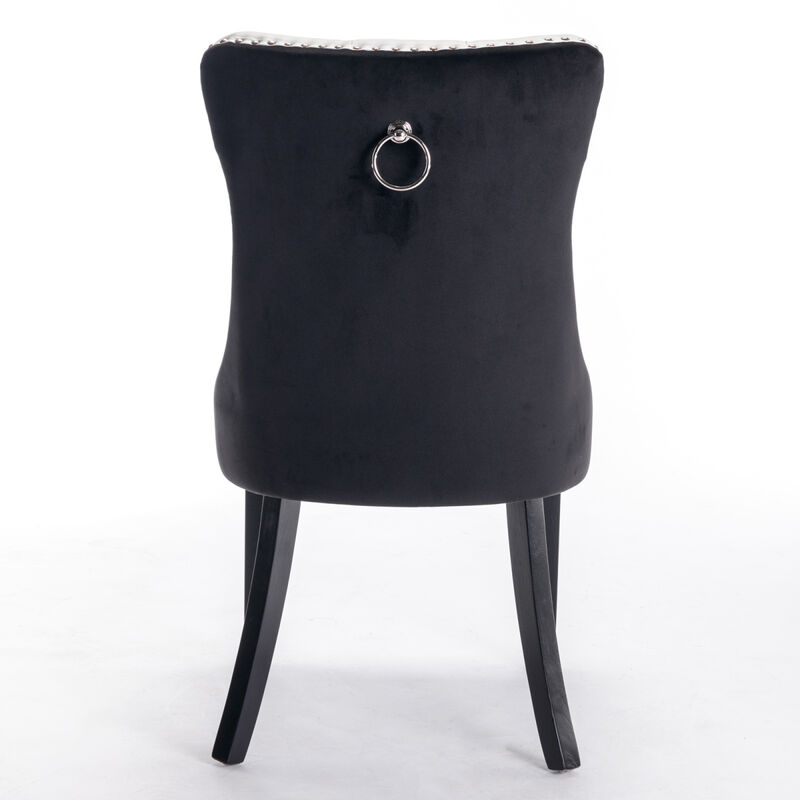 Contemporary PU & Velvet Dining Chair Set