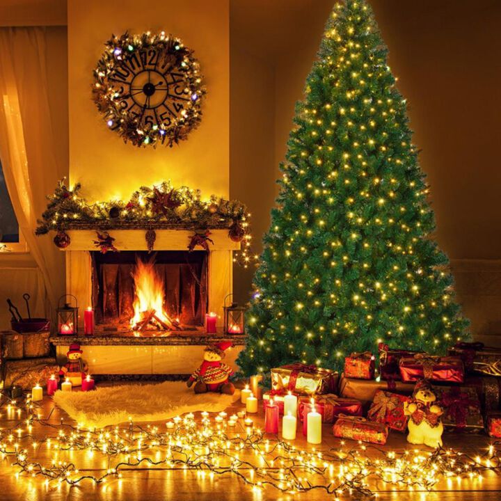 Hivvago 9 Feet Pre-Lit PVC Artificial Christmas Tree with 700 LED Lights