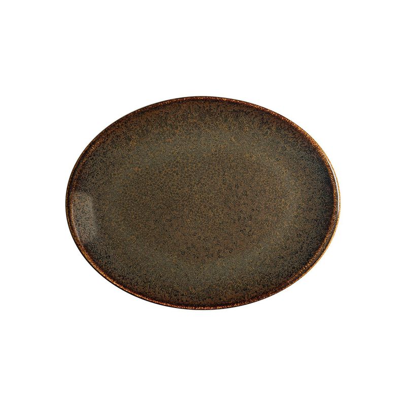 Tierra 14.25" x 11" x h:1.25" Oval Brown Porcelain Platter