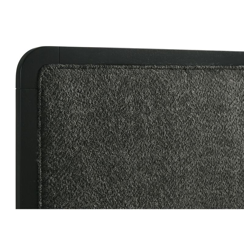 Cavy King Size Bed, Channel Tufted Upholstered Headboard, Black Gray - Benzara