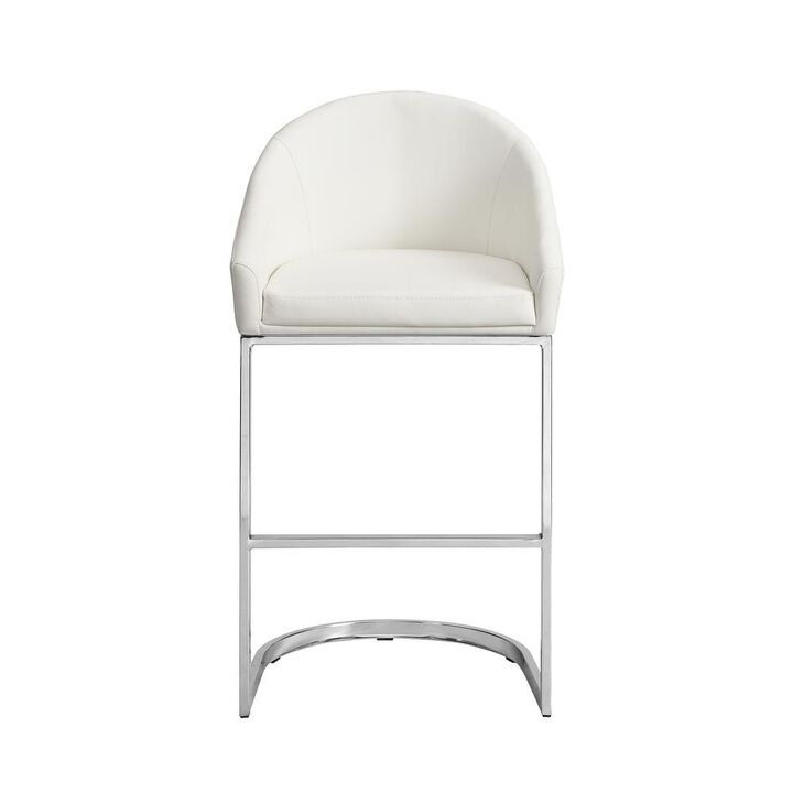 Carolina Living Torano 26 Upholstered Counter Stool - Chrome - White Upholstery Carolina Living Torano 26 Upholstered Counter Stool - Chrome - White Upholstery