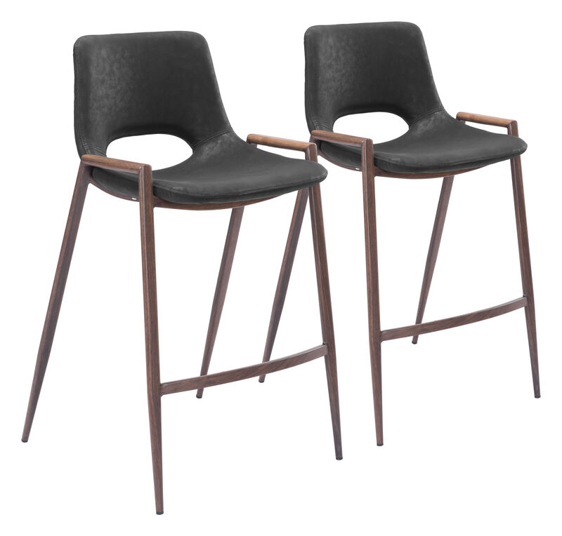 Desi Counter Stool (Set of 2) Black & Walnut