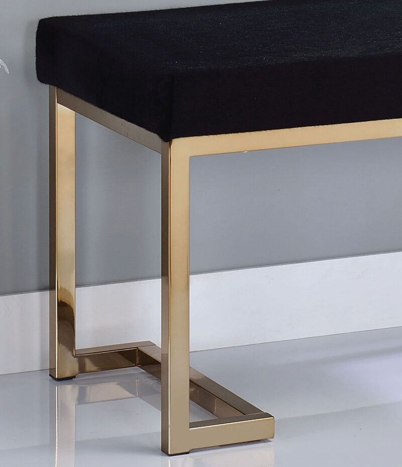 Fabric Bench in Black and Champagne Finish