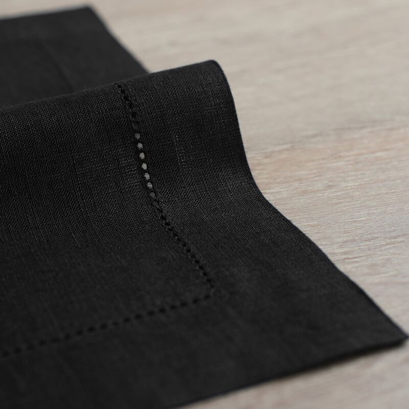 Solino Home 100% Pure Linen Dinner Napkins 20 x 20 Inch Set of 4 | Classic Hemstitch
