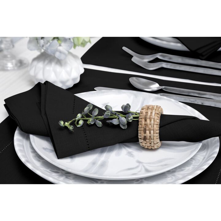 Solino Home 100% Pure Linen Dinner Napkins 20 x 20 Inch Set of 4 | Classic Hemstitch
