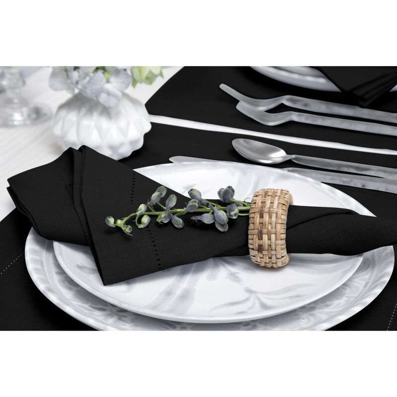 Solino Home 100% Pure Linen Dinner Napkins 20 x 20 Inch Set of 4 | Classic Hemstitch