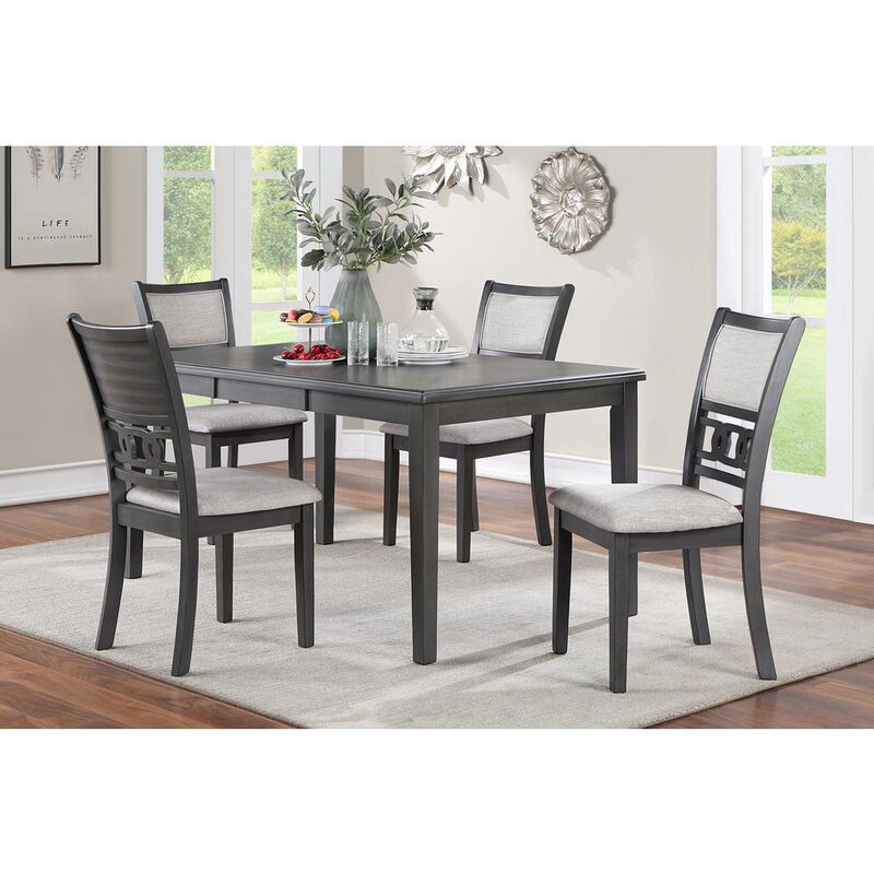 New Classic Furniture Gia 5-Piece 60 Wood Rectangle Dining Set with 4 Chairs in Gray