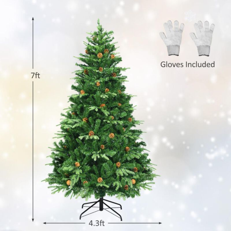 Artificial Christmas Tree with LED Lights and Pine Cones