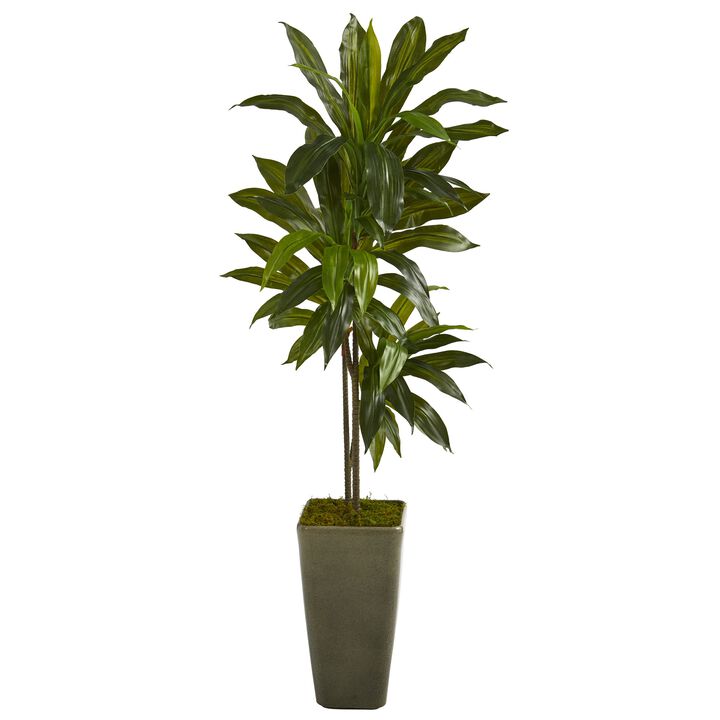 Hivvago 4.5" Dracaena Artificial Plant in Green Planter (Real Touch) Hivvago 4.5" Dracaena Artificial Plant in Green Planter (Real Touch)