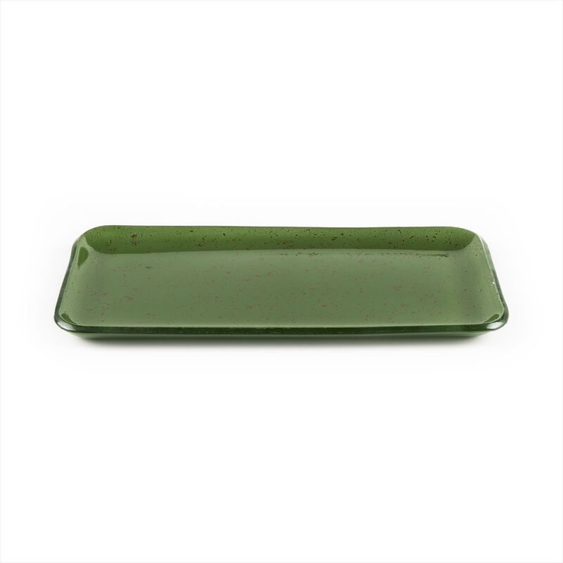 Glass Dinnerware 12.25" x 6" x h:1" Rectangular Basil Glass Platter