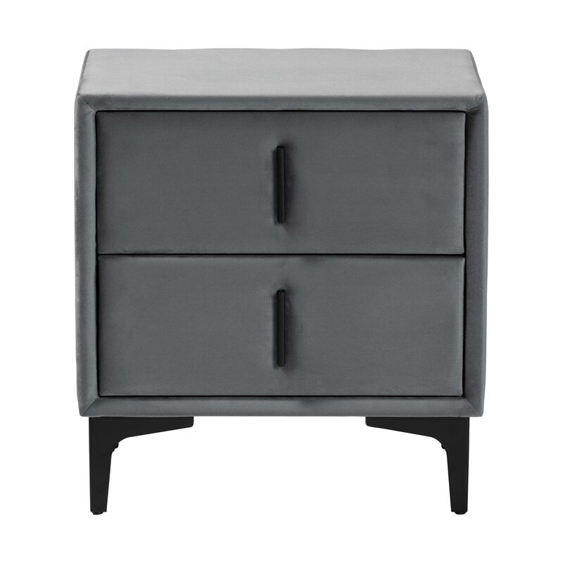 Baxton Studio Etienne Modern Slate Grey Velvet 2 Drawer Nightstand