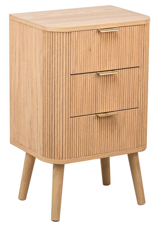Bedside Table Chest of Drawers 3 Drawers Natural Wood