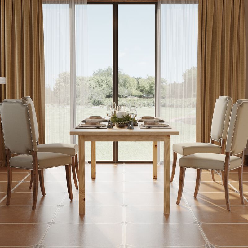 FUFU&GAGA Natural Wood Dining Table, MDF & Rubberwood Construction (78.7" W x 29.6" H x 37.8" D), Natural Wood Finish