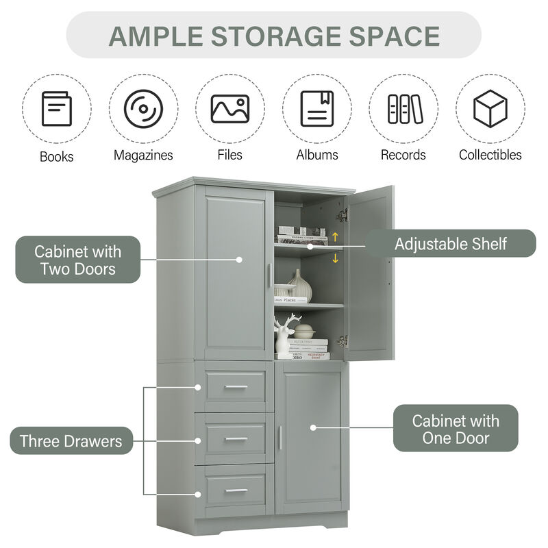 Merax Modern Storage Cabinet with Doors for Bathroom