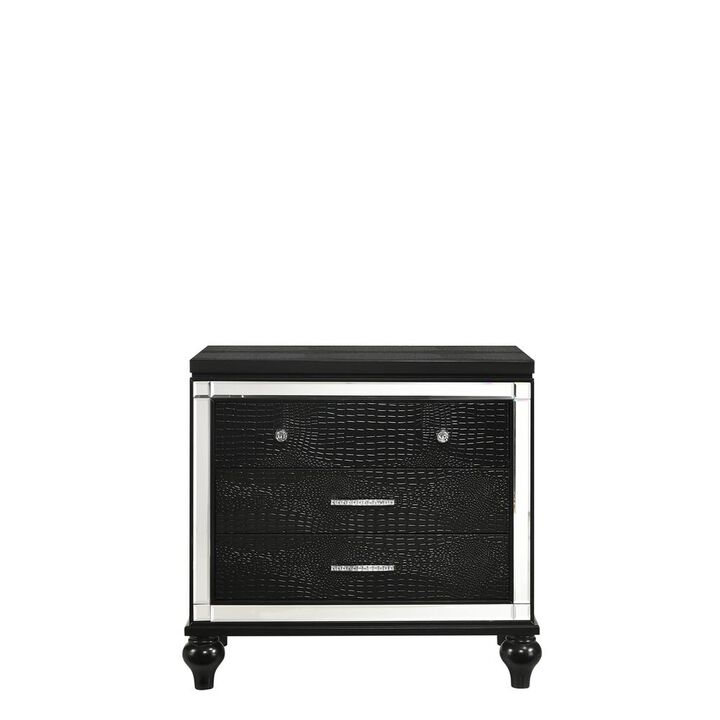 New Classic Furniture Furniture Valentine Solid Wood 3-Drawer Nightstand in Black