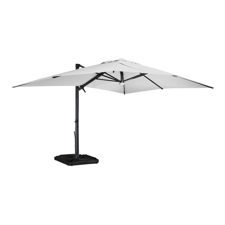 10 ft. 360° Rotation Square Cantilever Patio Umbrella with Base and BT in Gray