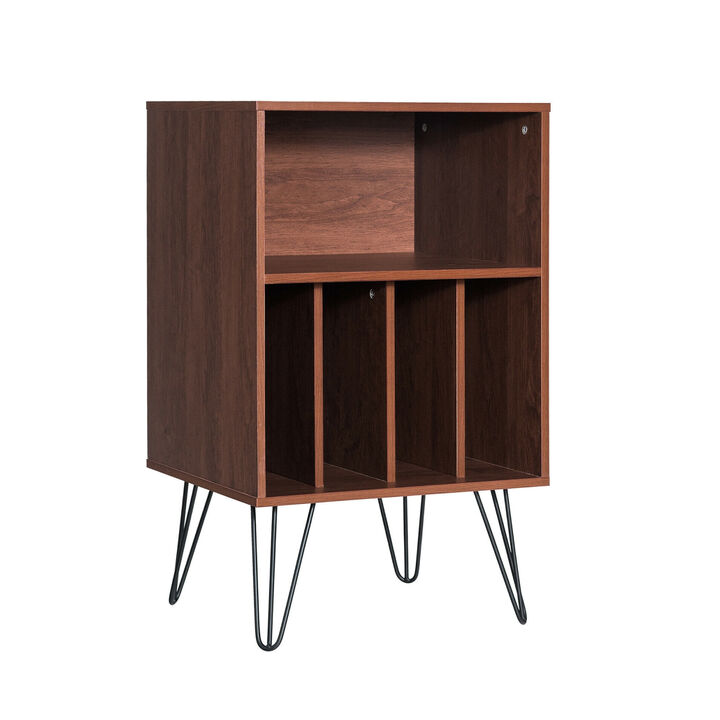 Freestanding Record Player Stand Record Storage Cabinet with Metal Legs Freestanding Record Player Stand Record Storage Cabinet with Metal Legs