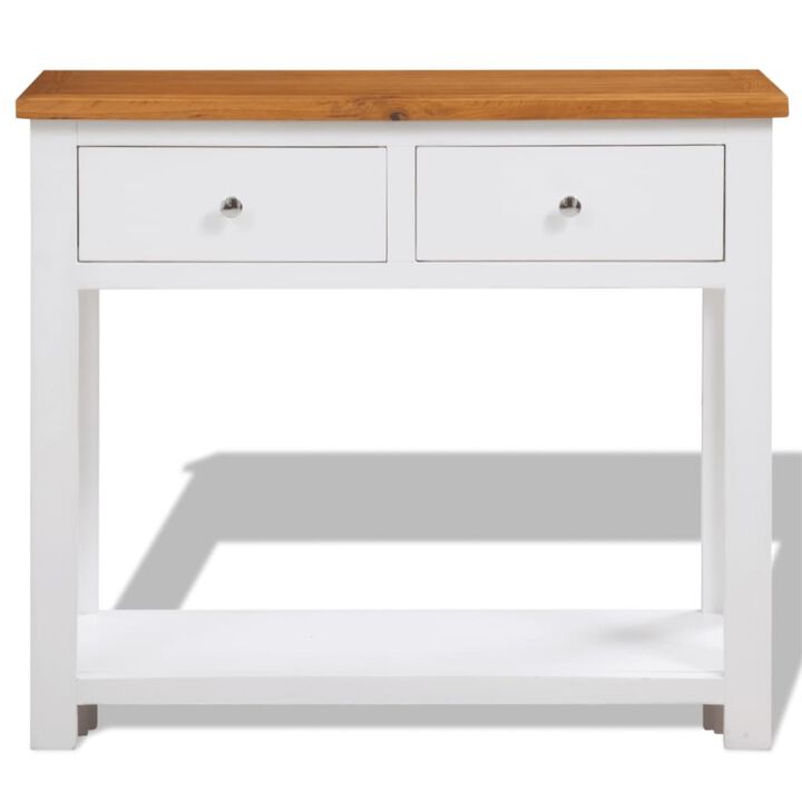 vidaXL Console Table 32.7"x11.8"x28.7"Solid Oak Wood