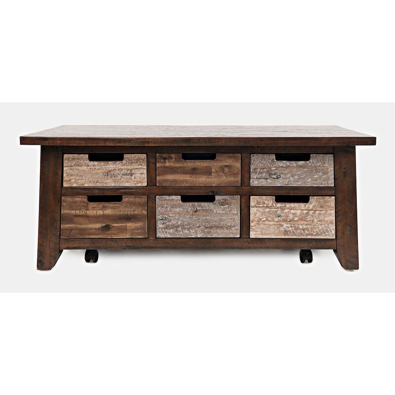 Jofran Painted Canyon Rustic Solid Acacia Box Coffee Table