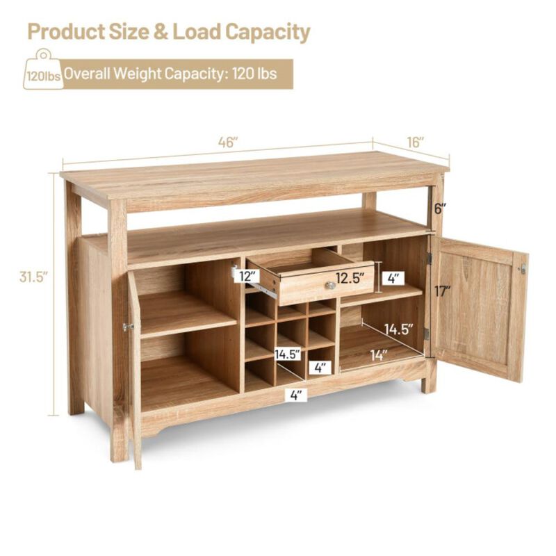 Hivvago Server Buffet Sideboard With Wine Rack and Open Shelf