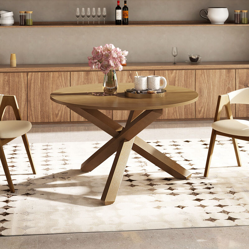 47 Inches Round Dining Table with Solid Acacia Wood Legs